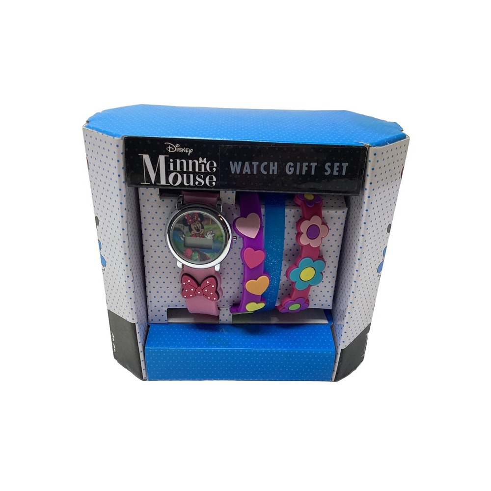 Disney Minnie Mouse Watch Set  By Accutime New *Needs Battery